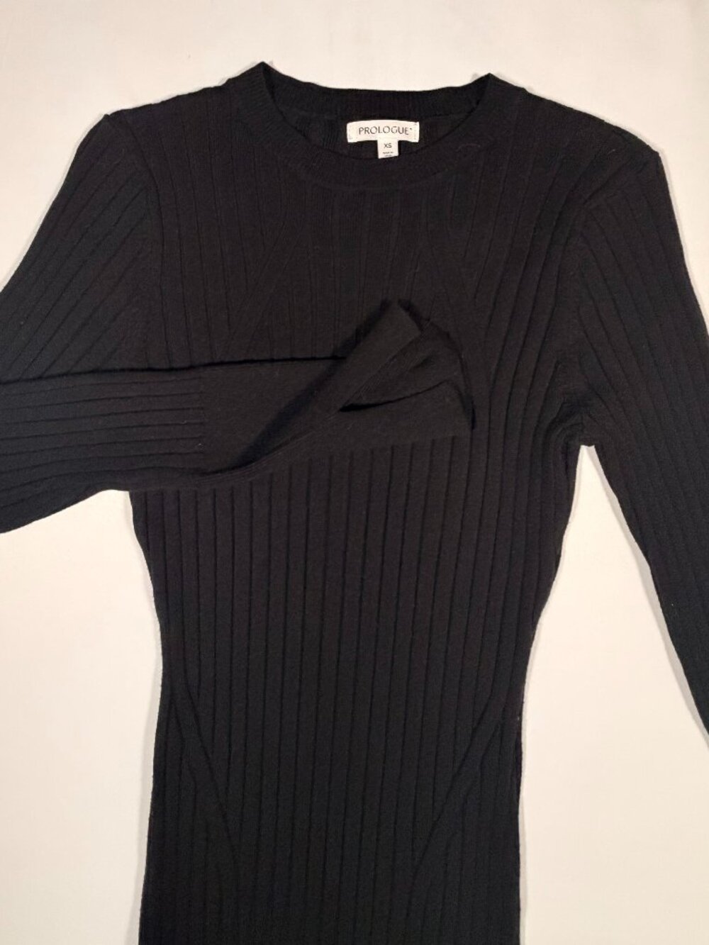 Black Ribbed Knit Midi Dress Size XS